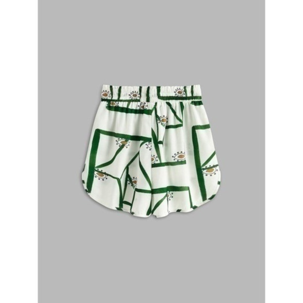 Commense Set Green Abstract Print Button Down Shirt & Drawstring Shorts M - Picture 15 of 16